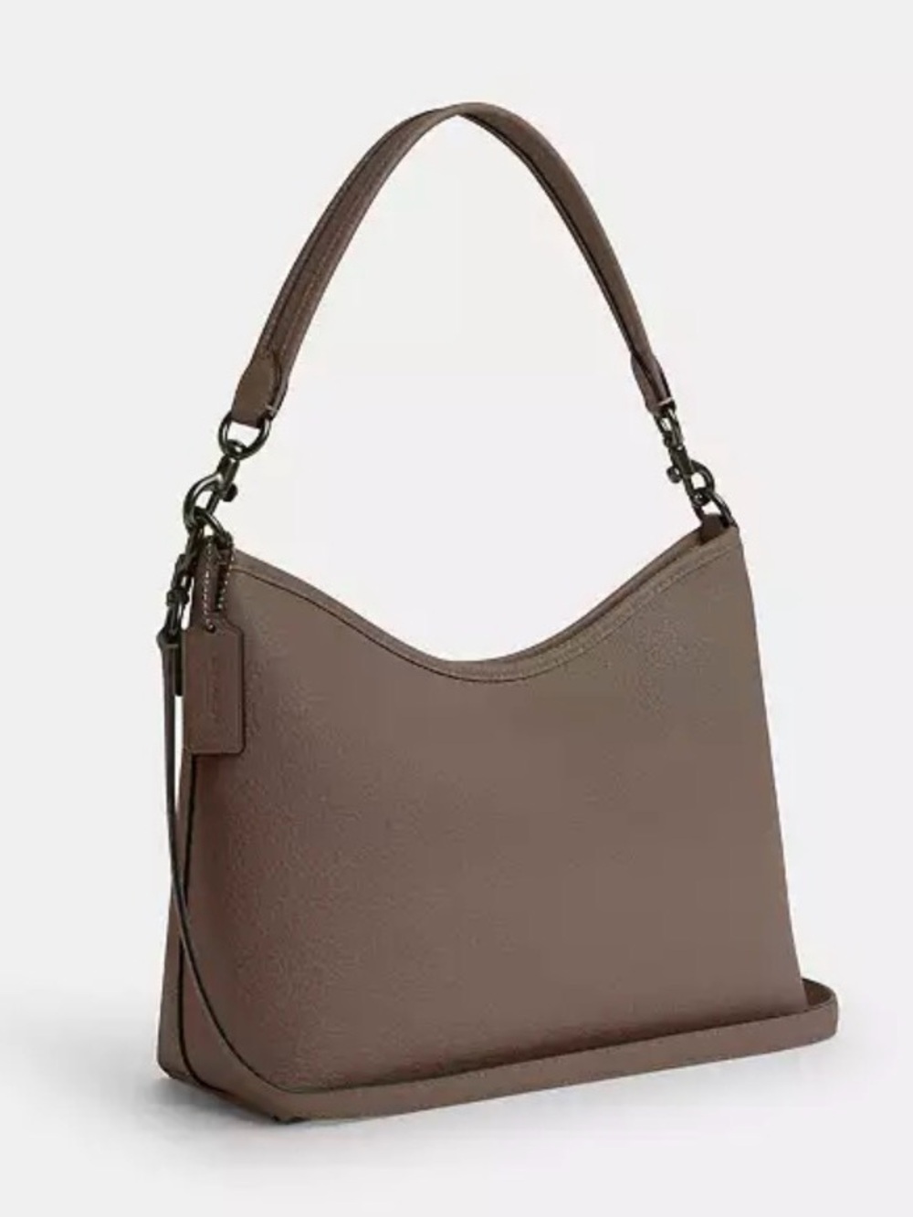 Coach Laurel Pebbled Leather Shoulder Bag in Dark Stone with gunmetal hardware - Picture 11 of 12